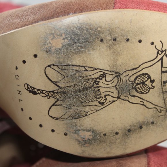 Fly Girl Portugal Red/Tan Heels Sz 39 - Picture 5 of 5